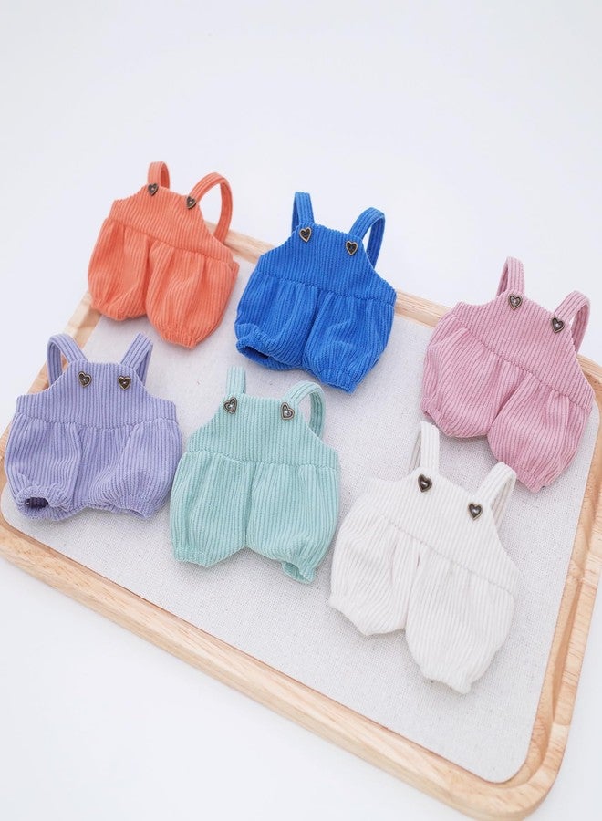 Etistta 6.7 inch Doll Clothes with Hat, Corduroy Bib Pants Overalls for 17cm Doll Accessories Outfits (6 Pack) - Image 2
